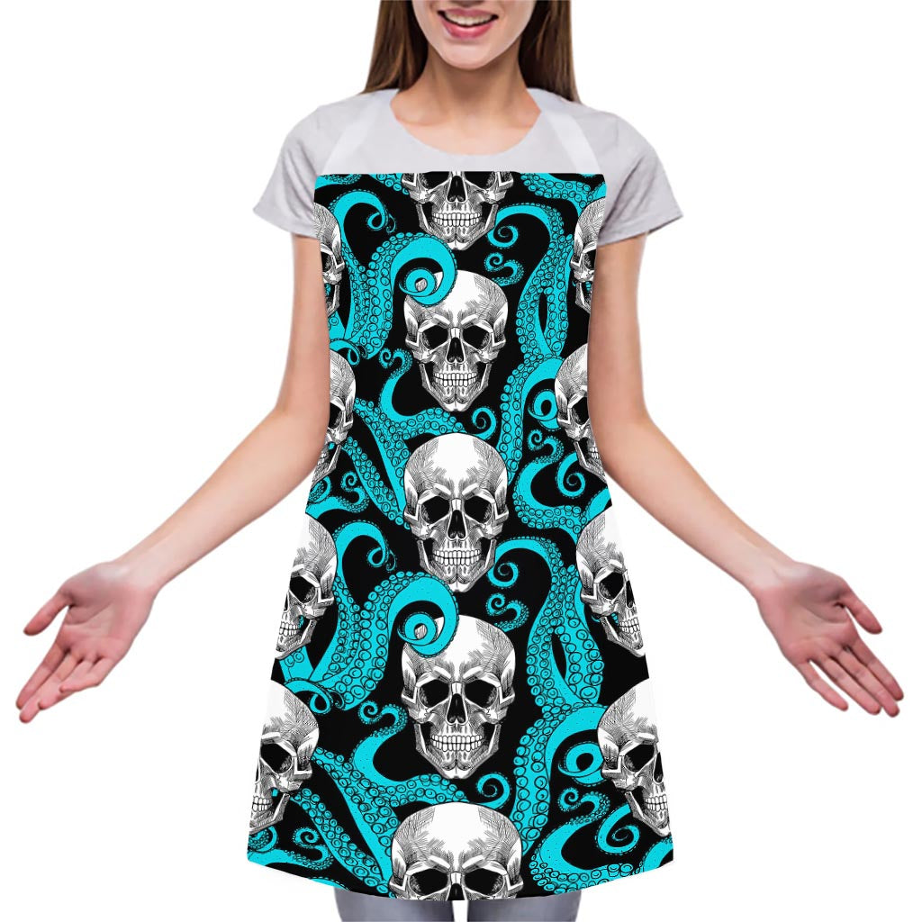 Octopus Tentacles Skull Pattern Print Adjustable Apron