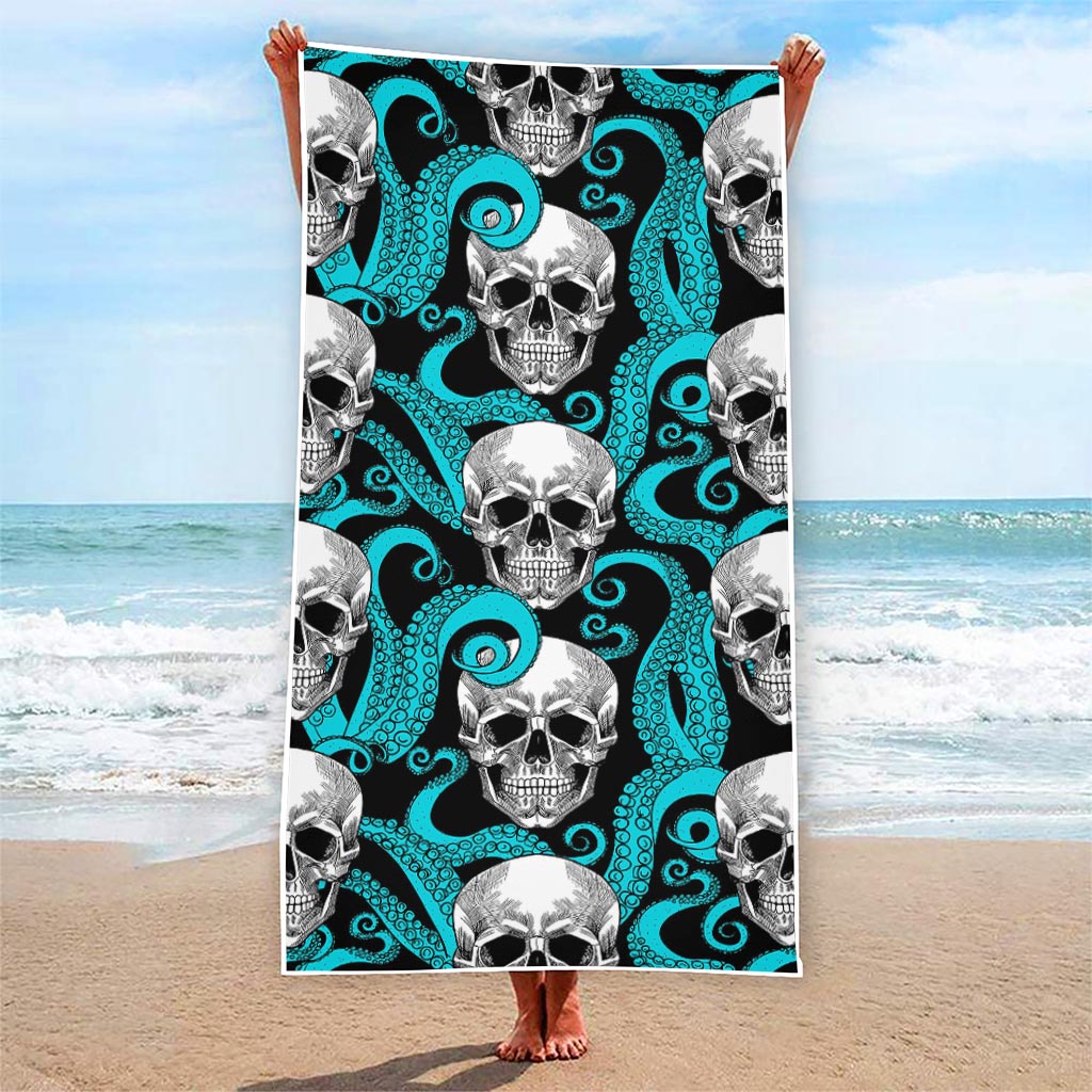 Octopus Tentacles Skull Pattern Print Beach Towel