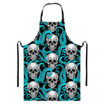 Octopus Tentacles Skull Pattern Print Bib Apron With Pocket