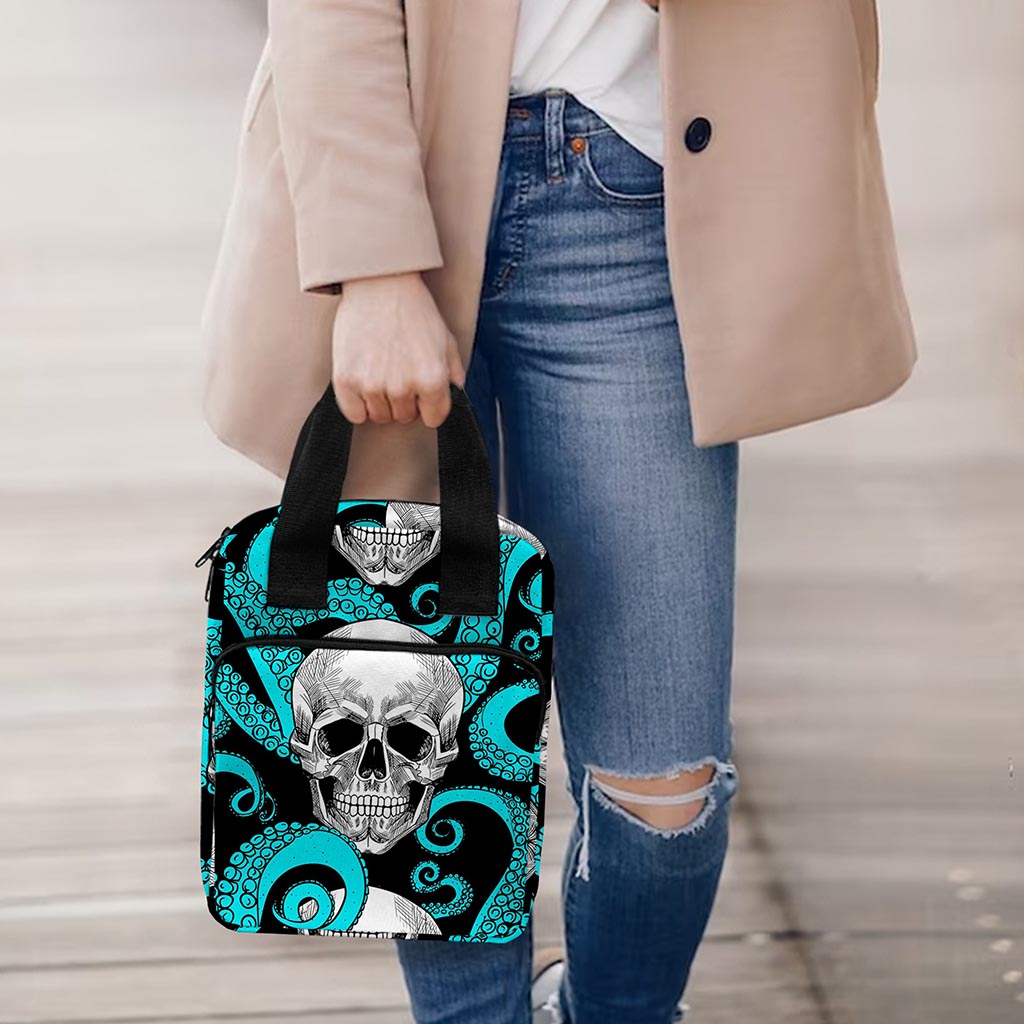 Octopus Tentacles Skull Pattern Print Bible Tote Bag
