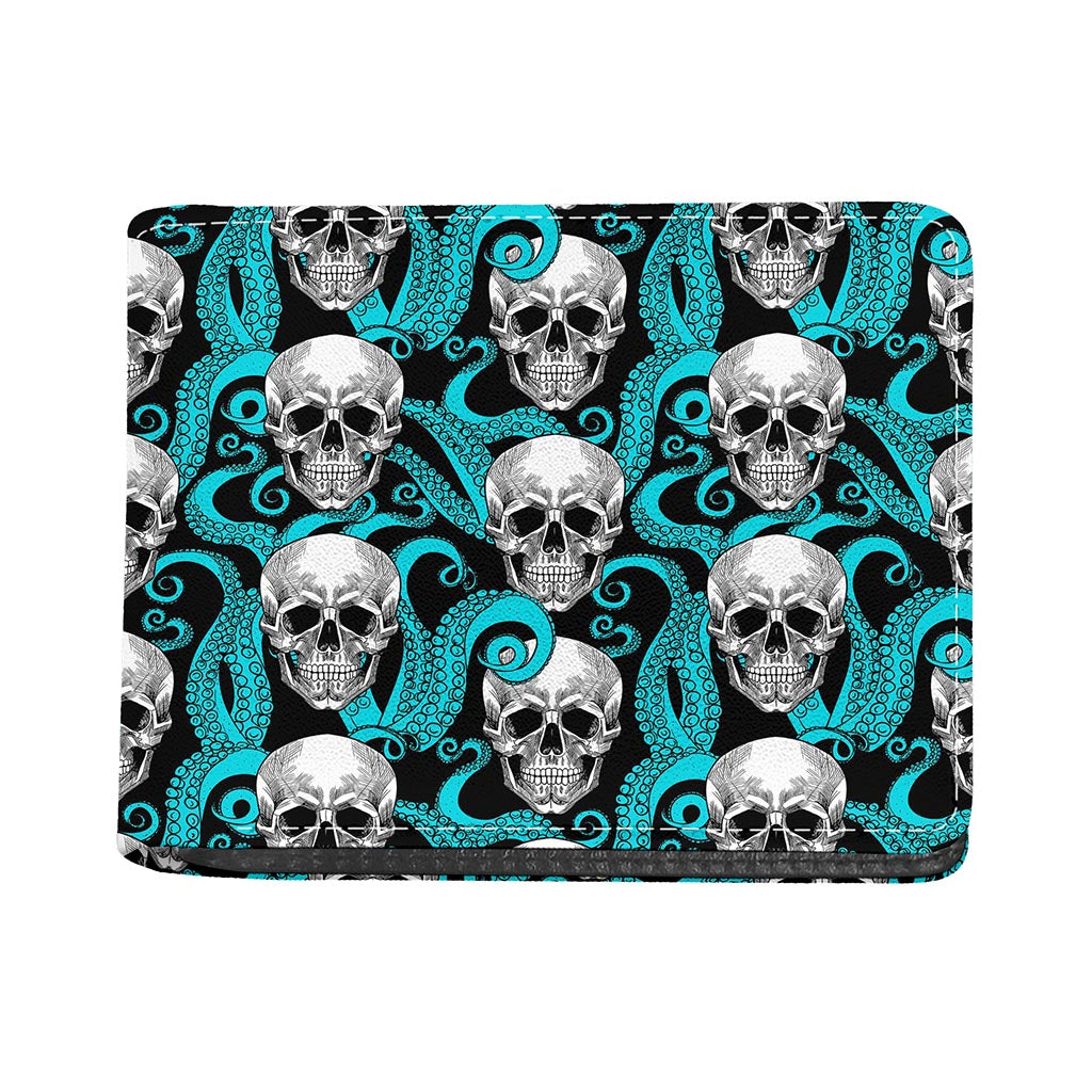 Octopus Tentacles Skull Pattern Print Bifold Wallet