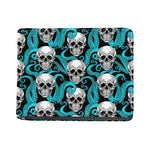 Octopus Tentacles Skull Pattern Print Bifold Wallet