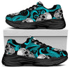 Octopus Tentacles Skull Pattern Print Black Chunky Shoes