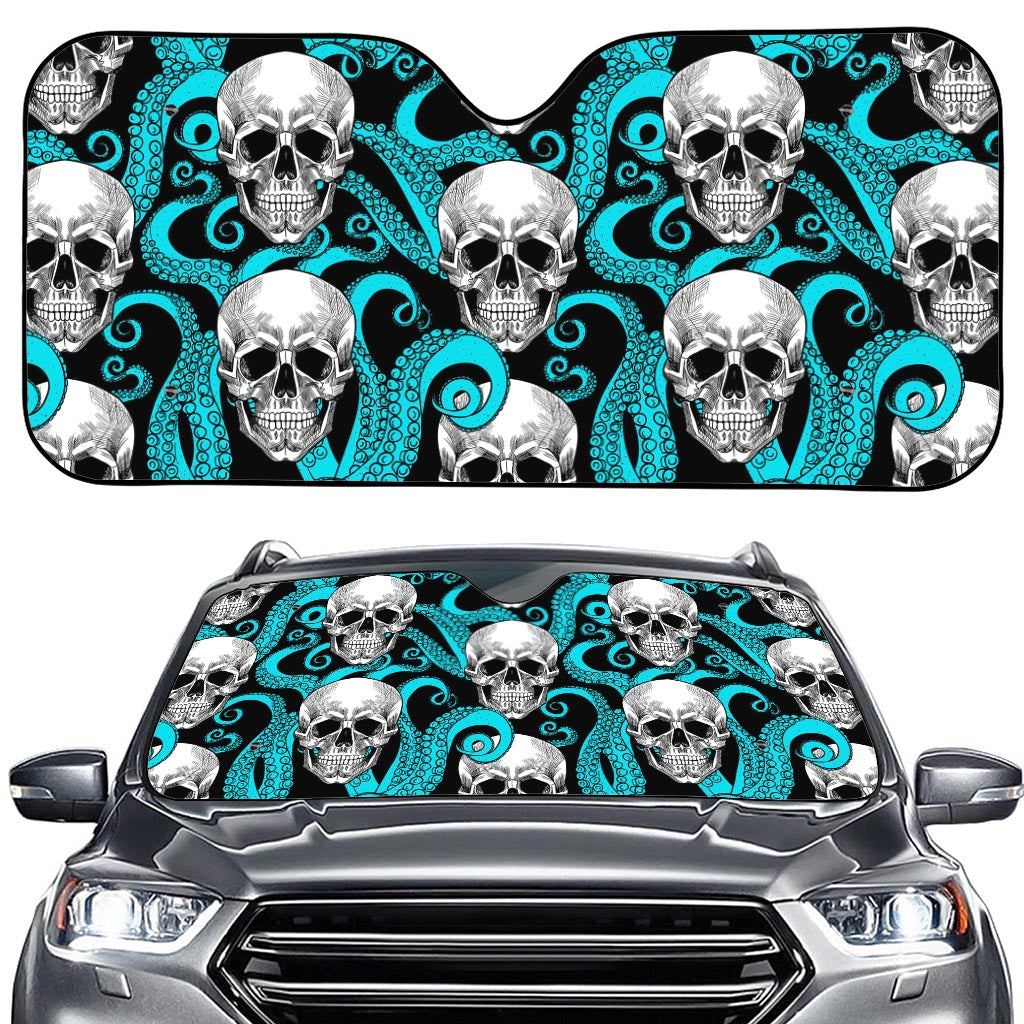 Octopus Tentacles Skull Pattern Print Car Windshield Sun Shade