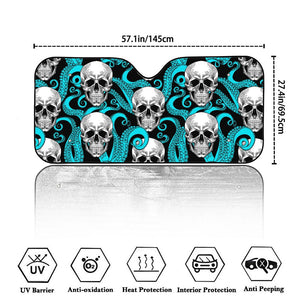 Octopus Tentacles Skull Pattern Print Car Windshield Sun Shade