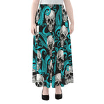Octopus Tentacles Skull Pattern Print Chiffon Maxi Skirt