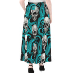 Octopus Tentacles Skull Pattern Print Chiffon Maxi Skirt