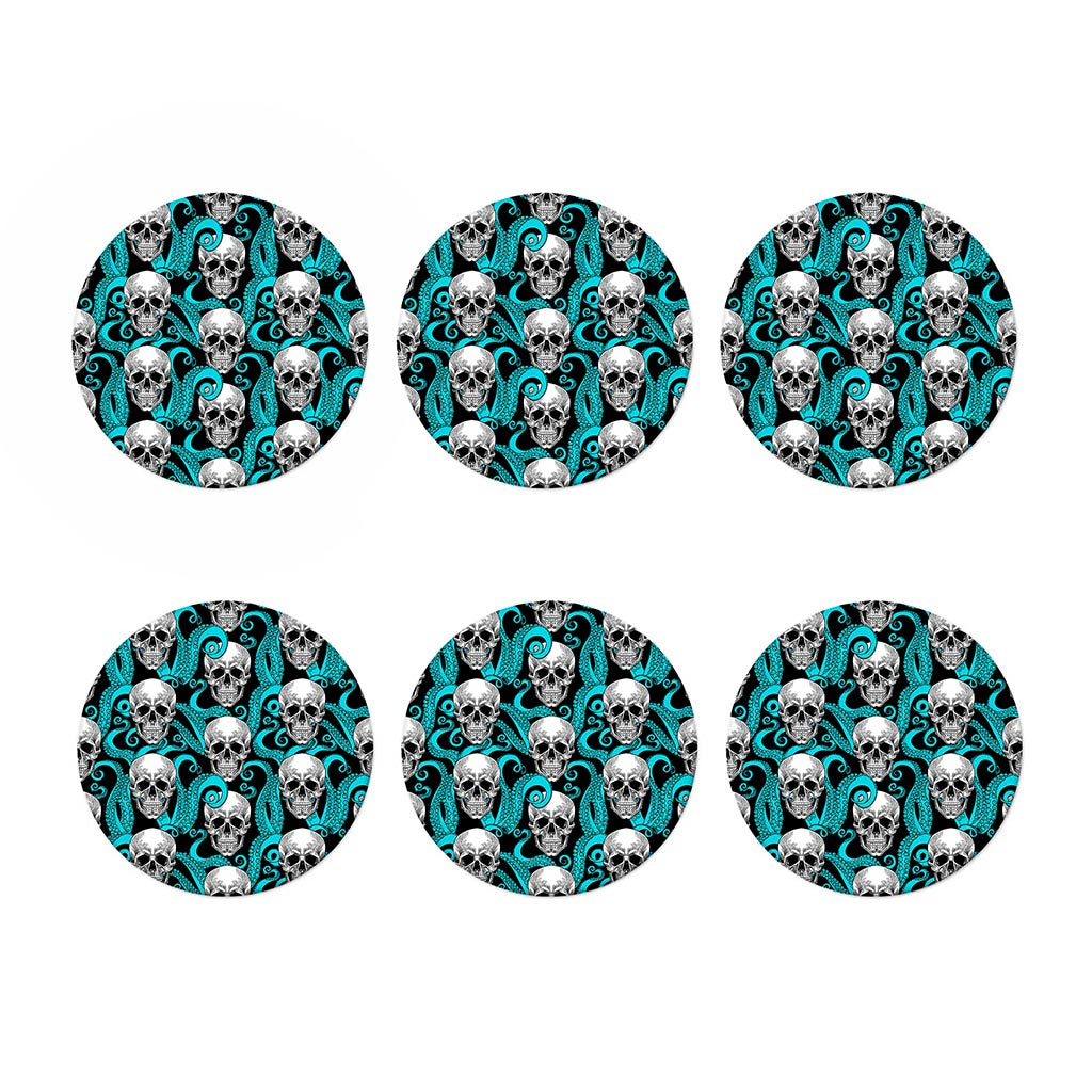 Octopus Tentacles Skull Pattern Print Coaster Set