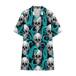 Octopus Tentacles Skull Pattern Print Cotton Hawaiian Shirt