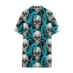 Octopus Tentacles Skull Pattern Print Cotton Hawaiian Shirt