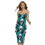 Octopus Tentacles Skull Pattern Print Cross Back Cami Dress