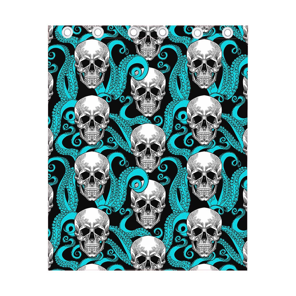 Octopus Tentacles Skull Pattern Print Curtain