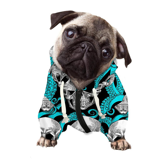 Octopus Tentacles Skull Pattern Print Dog Zip Up Hoodie