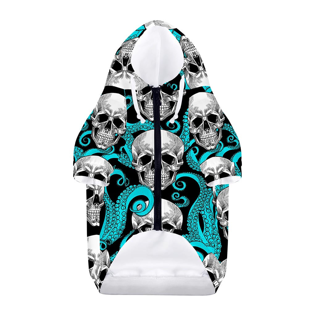 Octopus Tentacles Skull Pattern Print Dog Zip Up Hoodie
