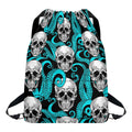 Octopus Tentacles Skull Pattern Print Drawstring Backpack