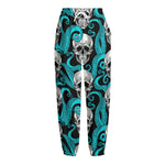 Octopus Tentacles Skull Pattern Print Fleece Lined Knit Pants