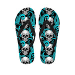 Octopus Tentacles Skull Pattern Print Flip Flops