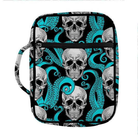 Octopus Tentacles Skull Pattern Print Front Pocket Bible Bag