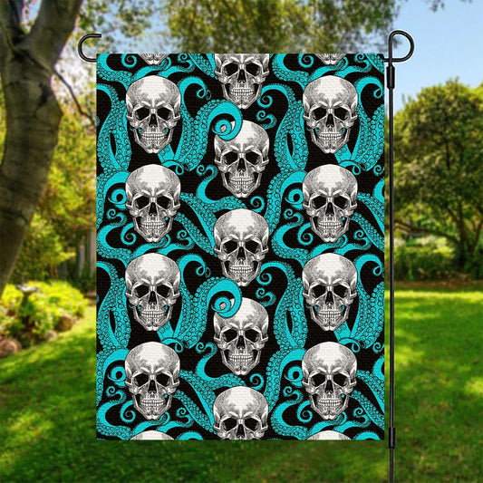 Octopus Tentacles Skull Pattern Print Garden Flag