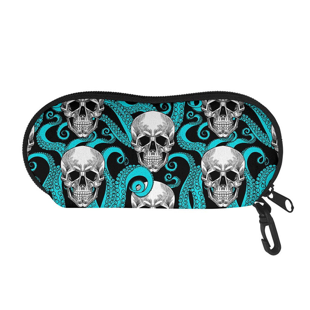 Octopus Tentacles Skull Pattern Print Glasses Case