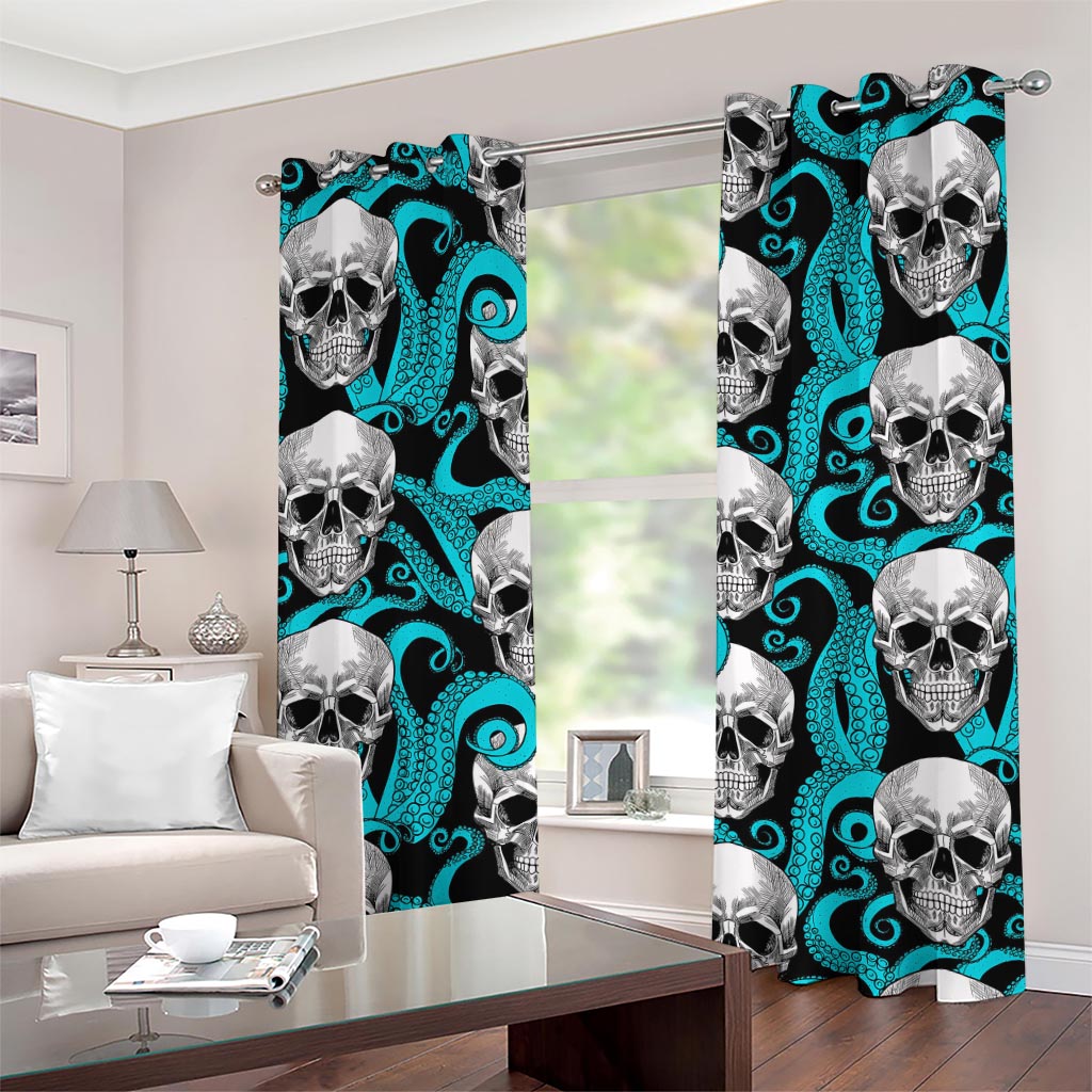 Octopus Tentacles Skull Pattern Print Grommet Curtains