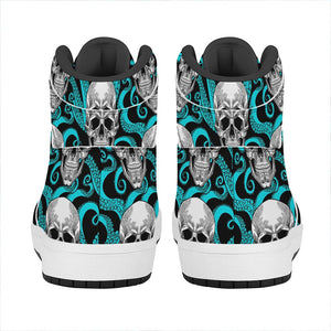 Octopus Tentacles Skull Pattern Print High Top Leather Sneakers