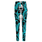 Octopus Tentacles Skull Pattern Print High-Waisted Pocket Leggings