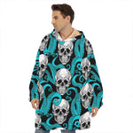 Octopus Tentacles Skull Pattern Print Hoodie Blanket