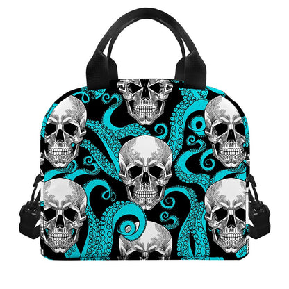 Octopus Tentacles Skull Pattern Print Insulated Lunch Bag