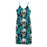 Octopus Tentacles Skull Pattern Print Jersey Midi Cami Dress