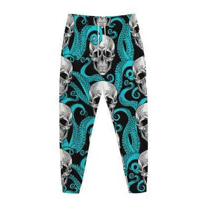 Octopus Tentacles Skull Pattern Print Jogger Pants