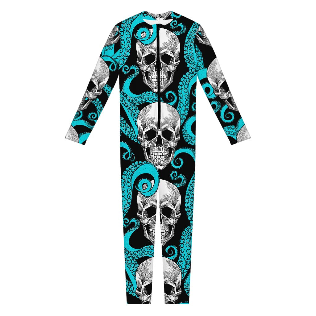 Octopus Tentacles Skull Pattern Print Jumpsuit