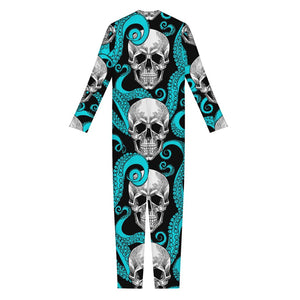 Octopus Tentacles Skull Pattern Print Jumpsuit