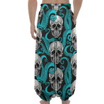 Octopus Tentacles Skull Pattern Print Lantern Pants