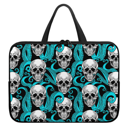 Octopus Tentacles Skull Pattern Print Laptop Sleeve With Handle
