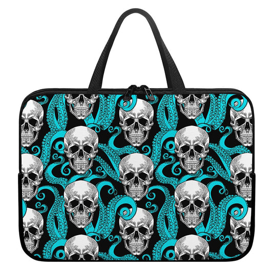 Octopus Tentacles Skull Pattern Print Laptop Sleeve With Handle