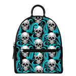 Octopus Tentacles Skull Pattern Print Leather Backpack