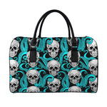 Octopus Tentacles Skull Pattern Print Leather Duffle Bag