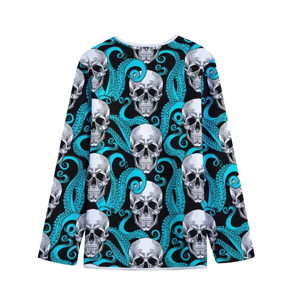 Octopus Tentacles Skull Pattern Print Long Sleeve Short Coat