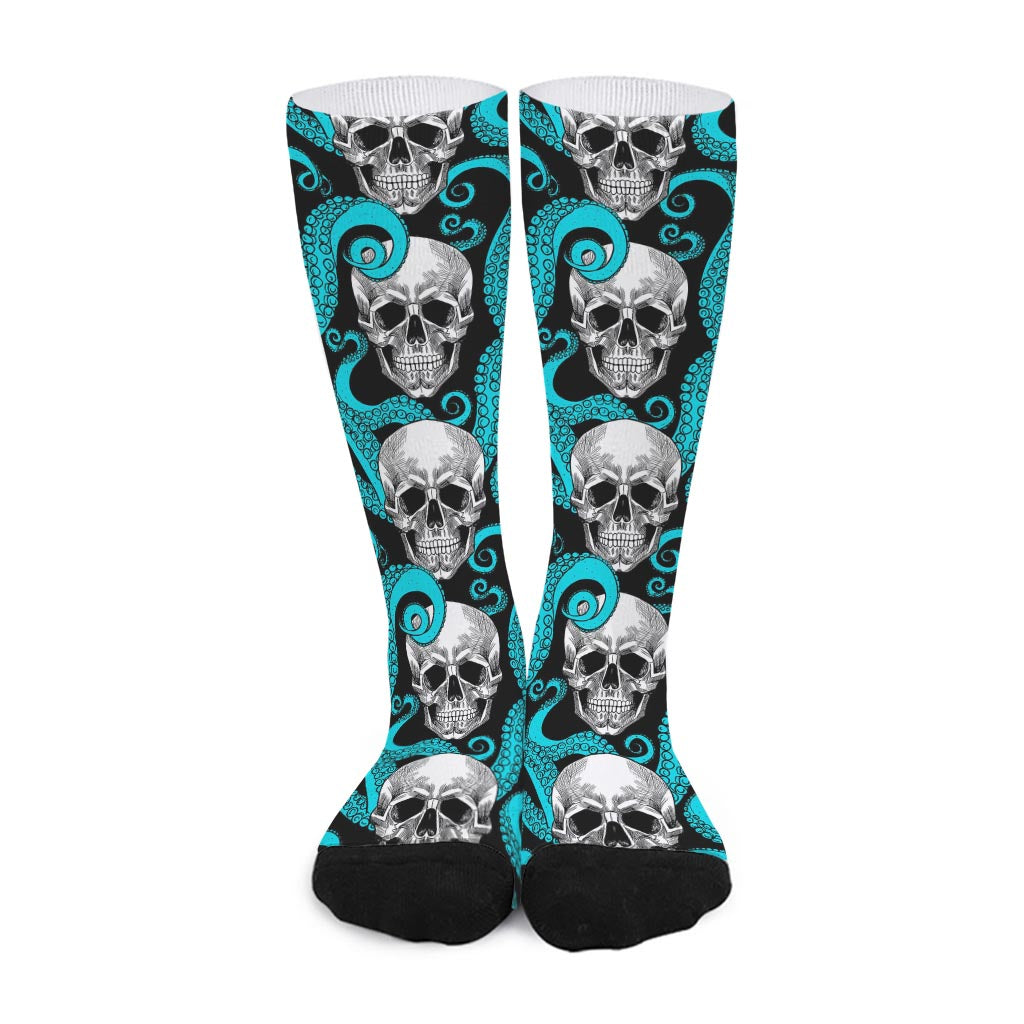 Octopus Tentacles Skull Pattern Print Long Socks