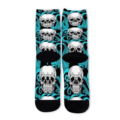 Octopus Tentacles Skull Pattern Print Long Socks