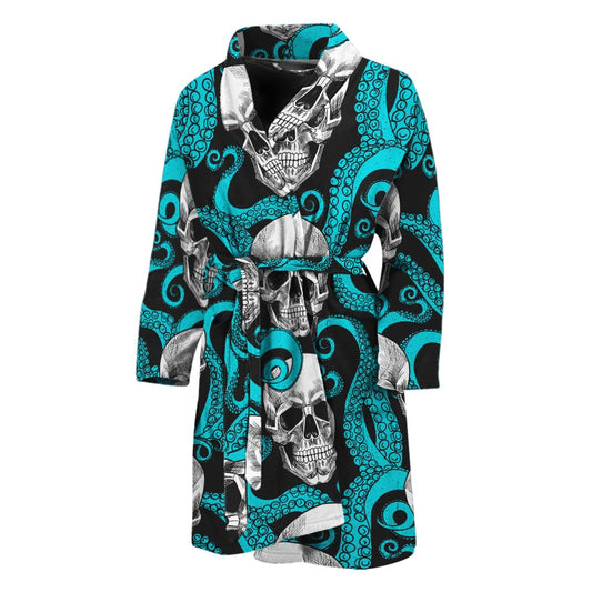 Octopus Tentacles Skull Pattern Print Men's Bathrobe