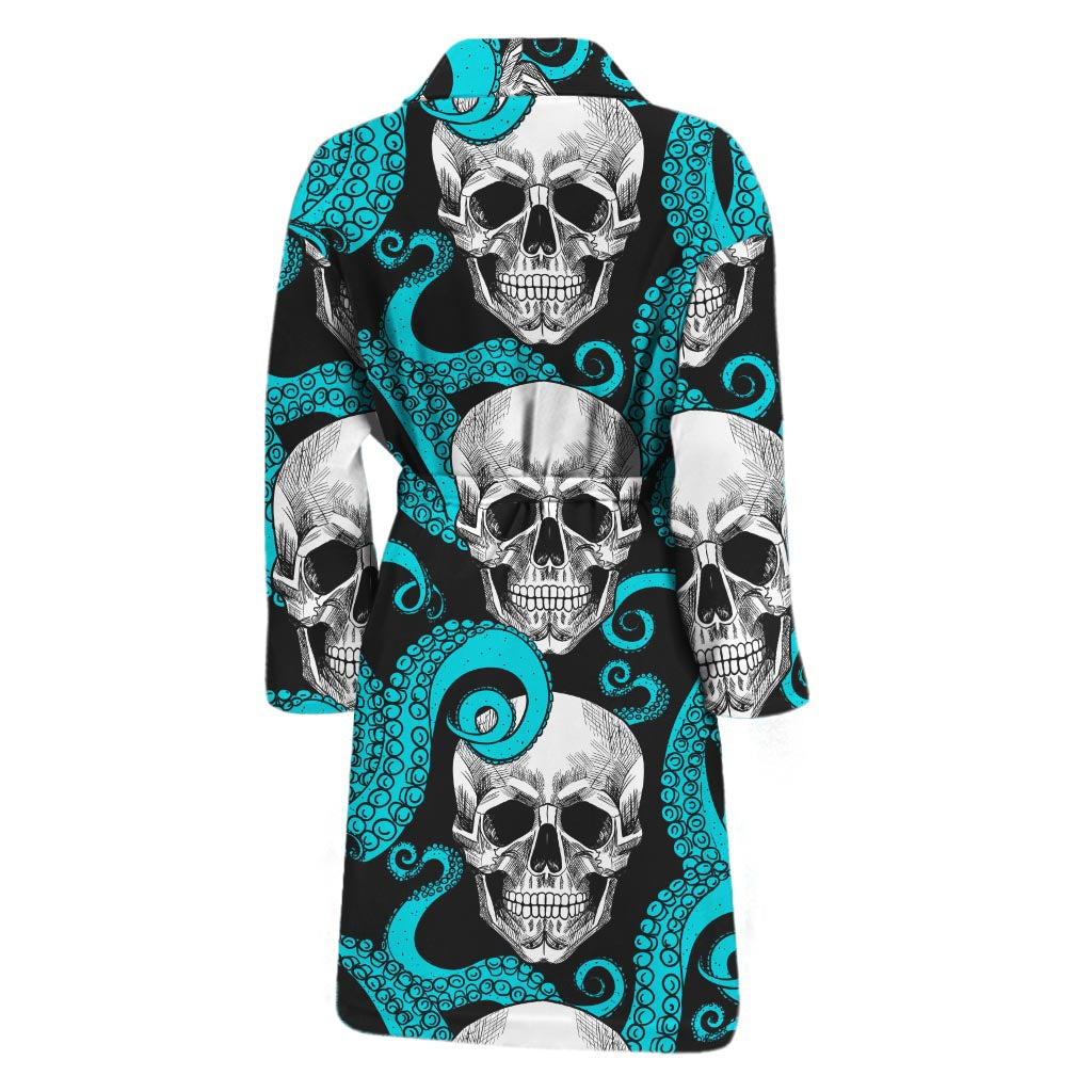 Octopus Tentacles Skull Pattern Print Men's Bathrobe