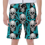 Octopus Tentacles Skull Pattern Print Men's Beach Shorts