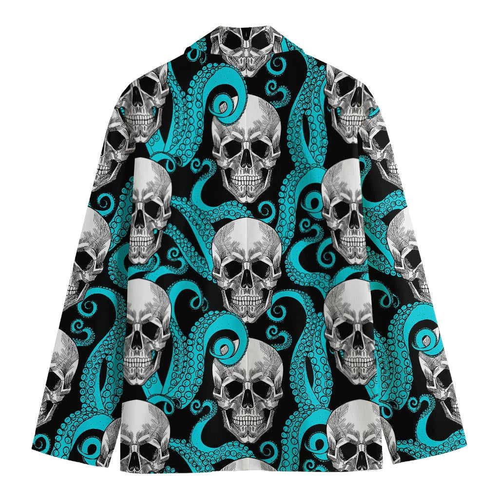 Octopus Tentacles Skull Pattern Print Men's Blazer