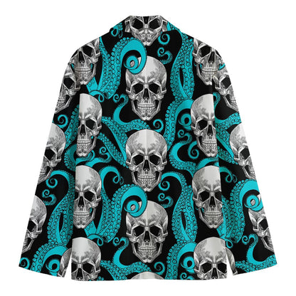 Octopus Tentacles Skull Pattern Print Men's Blazer