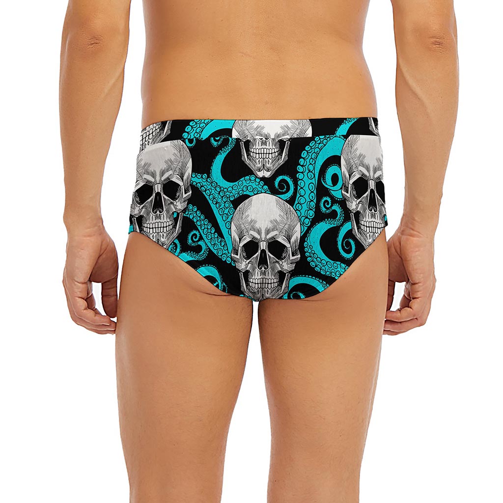 Octopus Tentacles Skull Pattern Print Men's Briefs