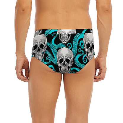 Octopus Tentacles Skull Pattern Print Men's Briefs