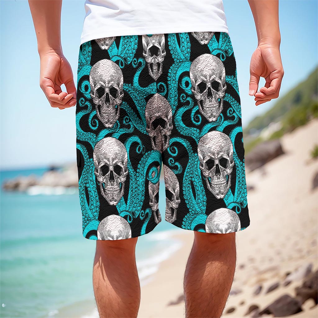 Octopus Tentacles Skull Pattern Print Men's Cargo Shorts