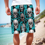 Octopus Tentacles Skull Pattern Print Men's Cargo Shorts